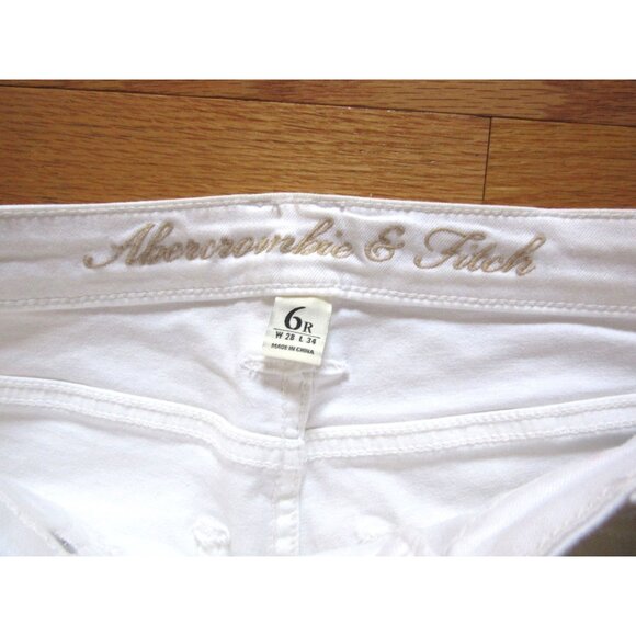 Abercrombie & Fitch White Wide Leg Jeans 6R, Waist 28 Inseam 34" - Picture 3 of 5